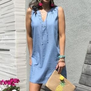 NWT Blue V-Neck Sleeveless Shift Dress